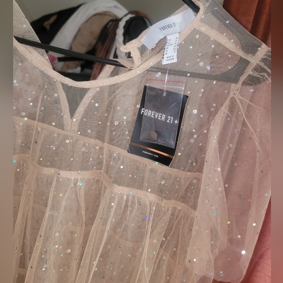 Forever 21 Beige Tulle Top - Picture 3 of 6